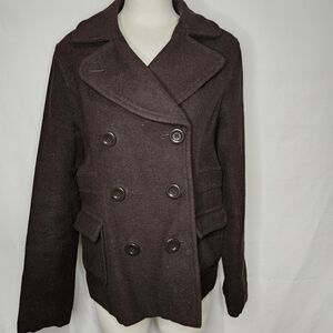 Vintage Dollhouse Women's Double-Breasted Dark Brown Pea Coat Sz L